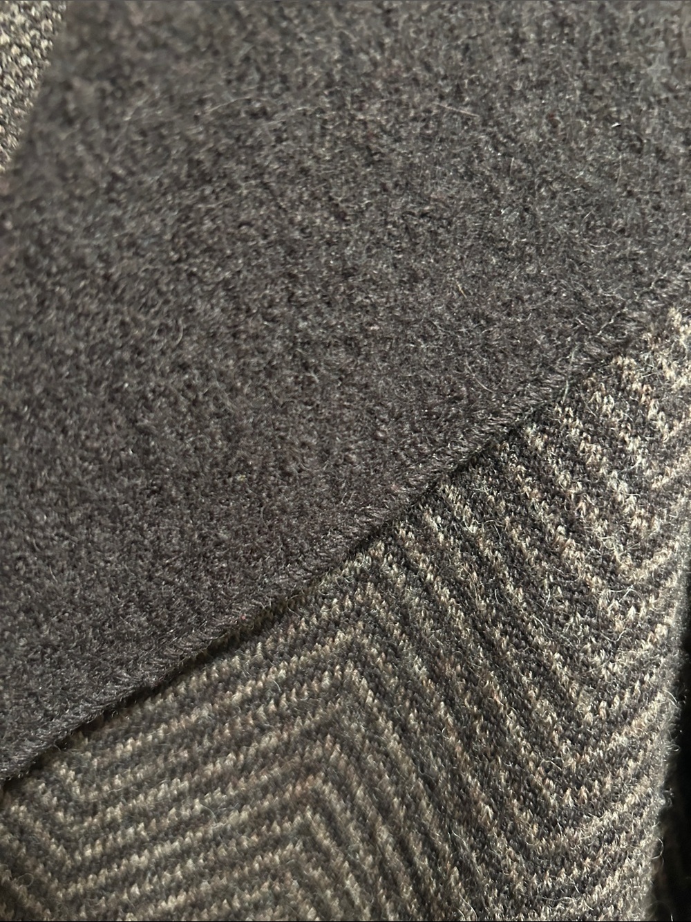 Susan Bristol Brown Chevron Knit Shawl-Collar Cardigan - Picture 4 of 6